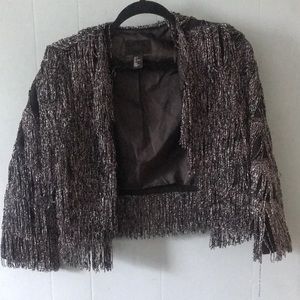 Metallic silver fringe jacket